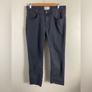 Acne Studios black medium rise raw hem ankle length jeans size 32 stretch